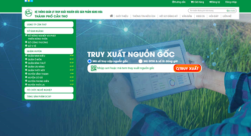 Hệ thống quản lý truy xuất nguồn gốc sản phẩm, hàng hóa của TP Cần Thơ.